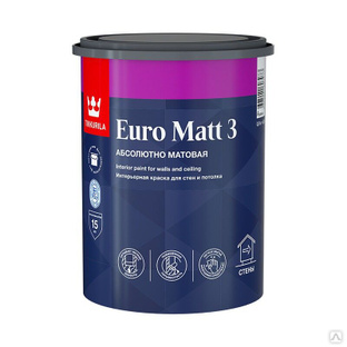 Краска моющаяся матовая EURO MATT 3 глубокоматовая База C TIKKURILA 0,9 л 