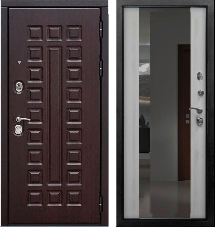 Дверь металлическая ( входная ) Verda SD-Prof-5 Сенатор с зеркалом (Венге, Дуб светлый)