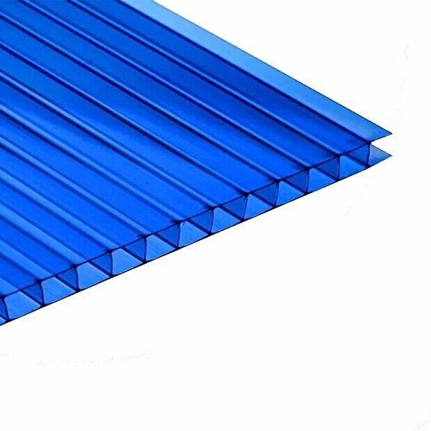 Поликарбонат 2100х6000х4мм (синий) Unipol 0,47кг/м2 пленка с 1 стороны