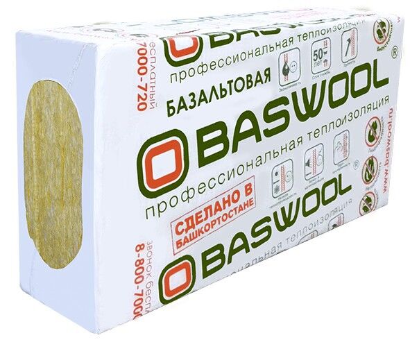 Теплоизоляция Baswool Вент Фасад 80 кг/м3 (50*600*1200) 6шт. 4,32м2 (0,216 м3)