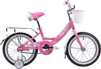 Велосипед Novatrack 16'' GIRLISH LINE,розовый, алюм.рама, тормоз нож, цвет крылья, хром багажник, пер 16'' GIRLISH LINE