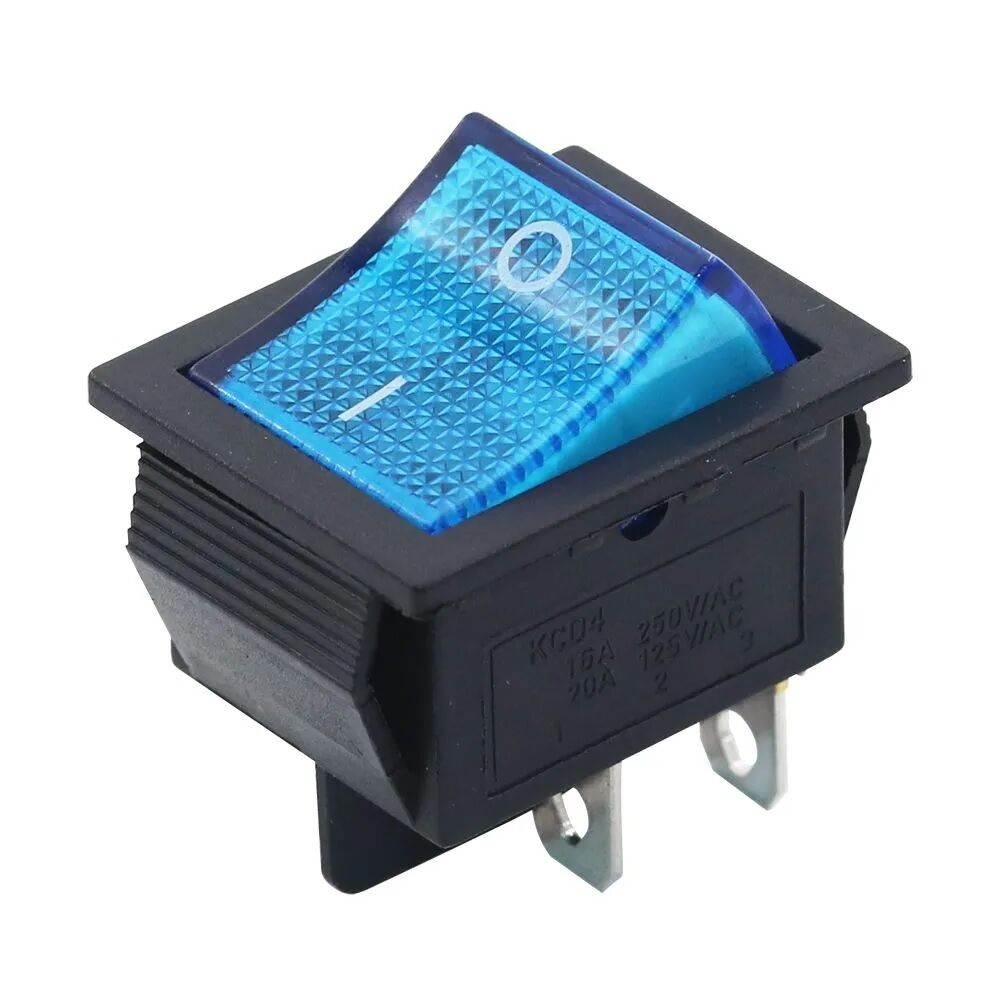 Переключатель с подсветкой KCD4-101/4PN (IRS-201-1C3D) on-off 4 контакта 15A, 12В (синий)