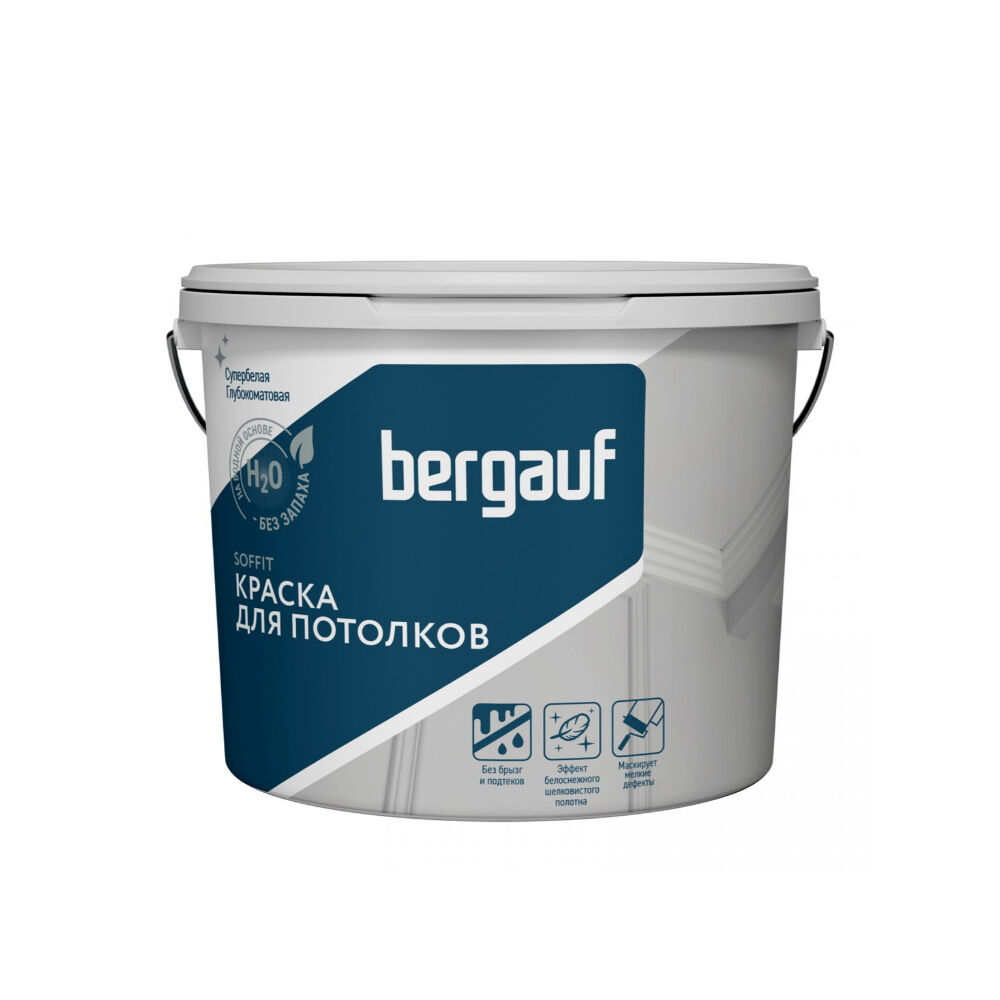 Краска Bergauf Soffit для потолков акриловая глубокоматовая супербелая, 16 л/24 кг