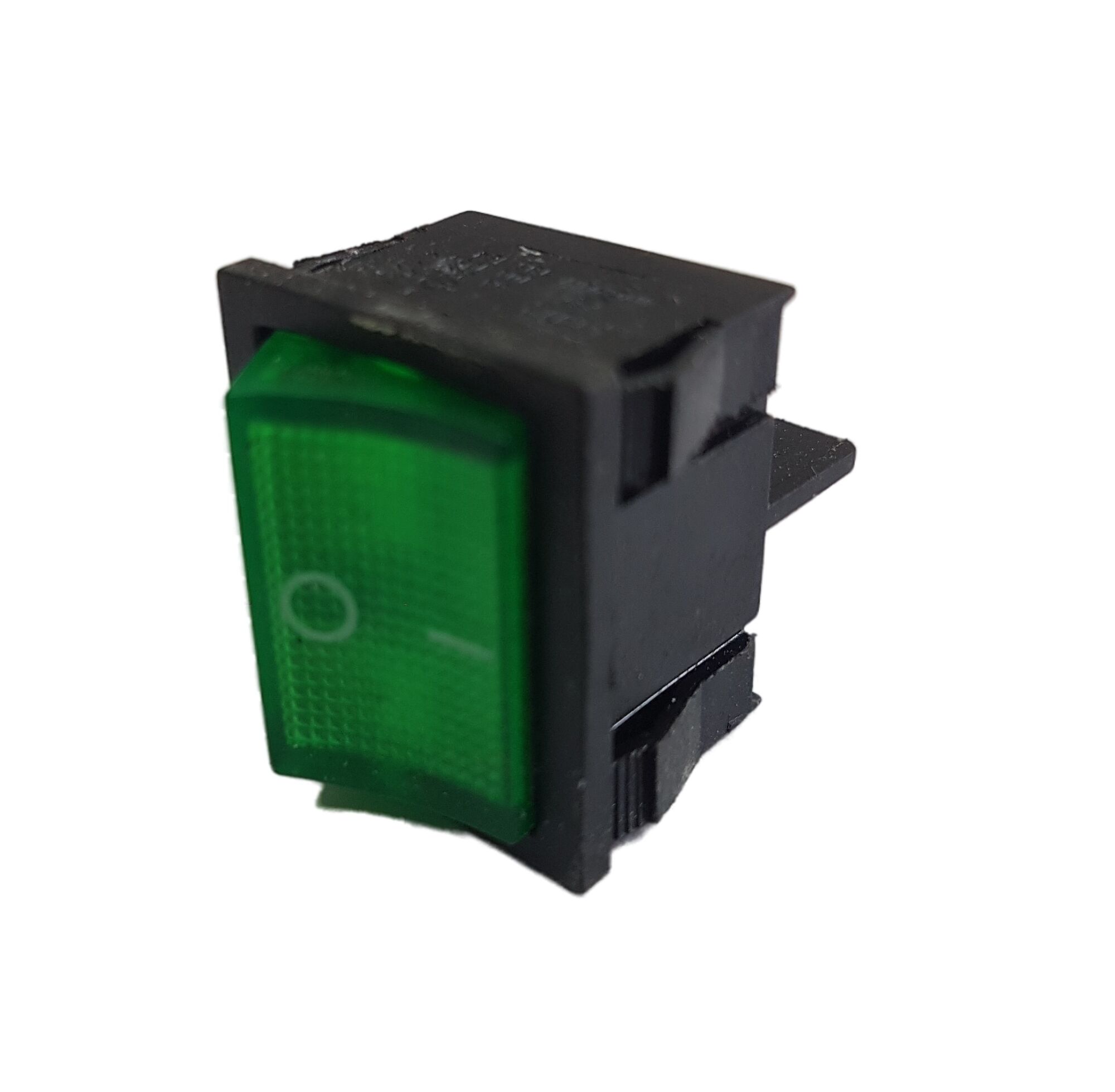 Переключатель широкий с подсветкой KCD2-501/4PN on-off, 4 контакта, 6A,12V (зелёный) 1