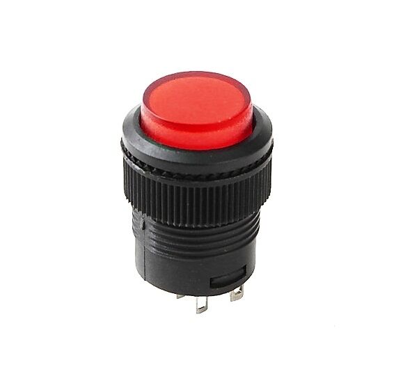 Кнопка круглая без фиксации R16-503/BD (D-314) on-off 4 контакта 1А, 250В (красный) 1