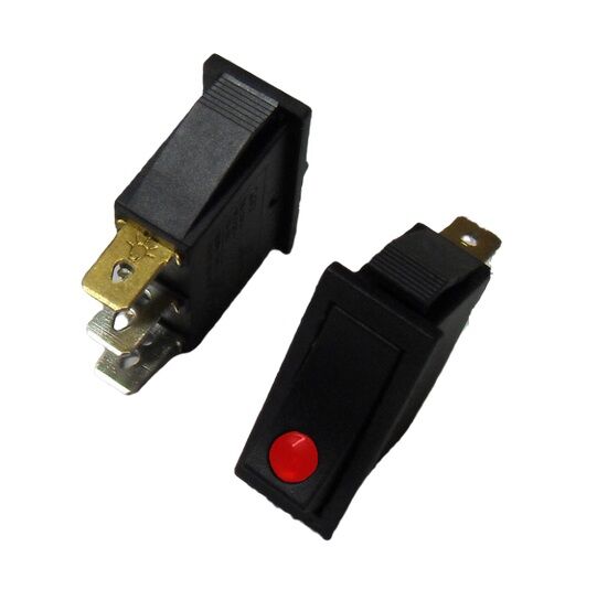 Переключатель узкий с подсветкой KCD3-101/MN on-off, 3 контакта,12V (красный светодиод) 1