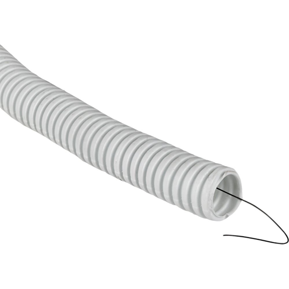 Гофрированная труба EKF ПВХ Plast с зондом d20мм 100м белая tg-z-20-100-white Труба пвх