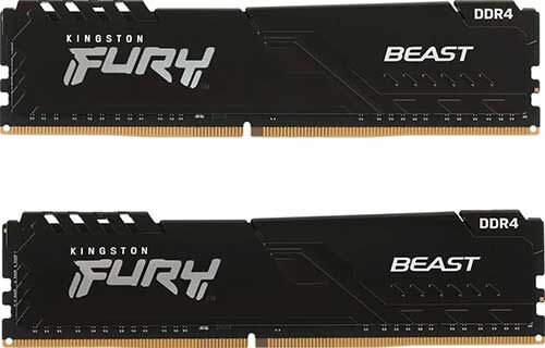 Оперативная память Kingston DDR4 8Gb (2x4Gb) 3200MHz FURY Beast Black (KF432C16BBK2/8)