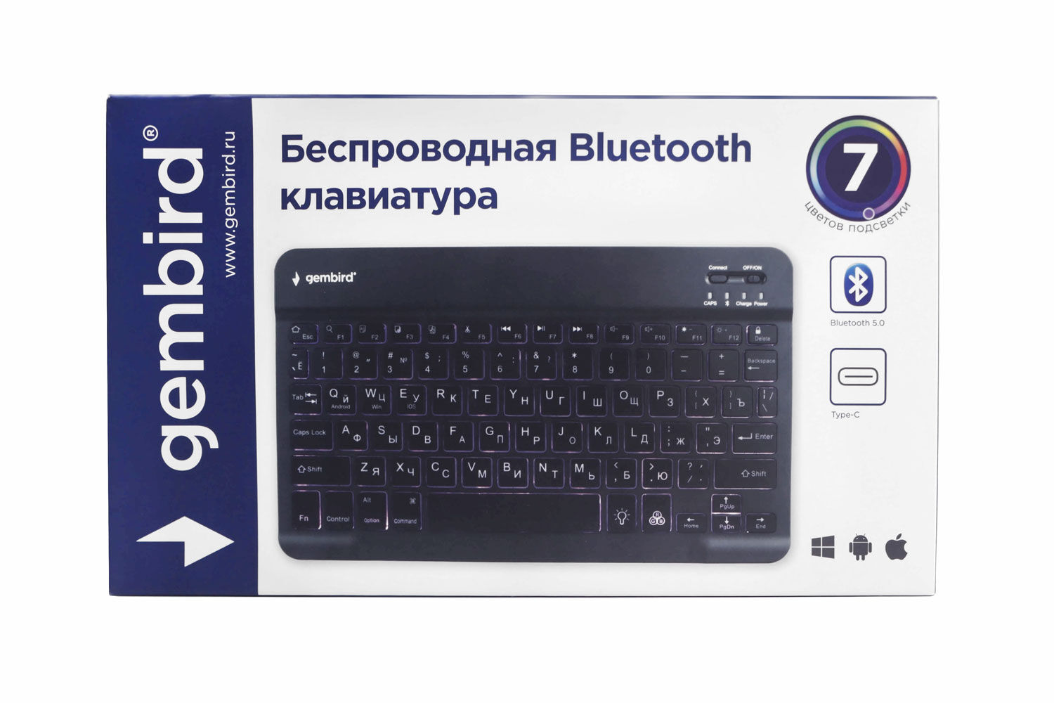 Клавиатура беспроводная, 78 клавиш, Bluetooth, ножничный тип клавиш, ультратонкая Gembird KBW-4N 5