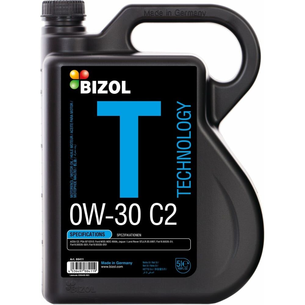 Моторное масло Bizol Technology НС-синтетическое, 0W-30, C2, 5 л 88411