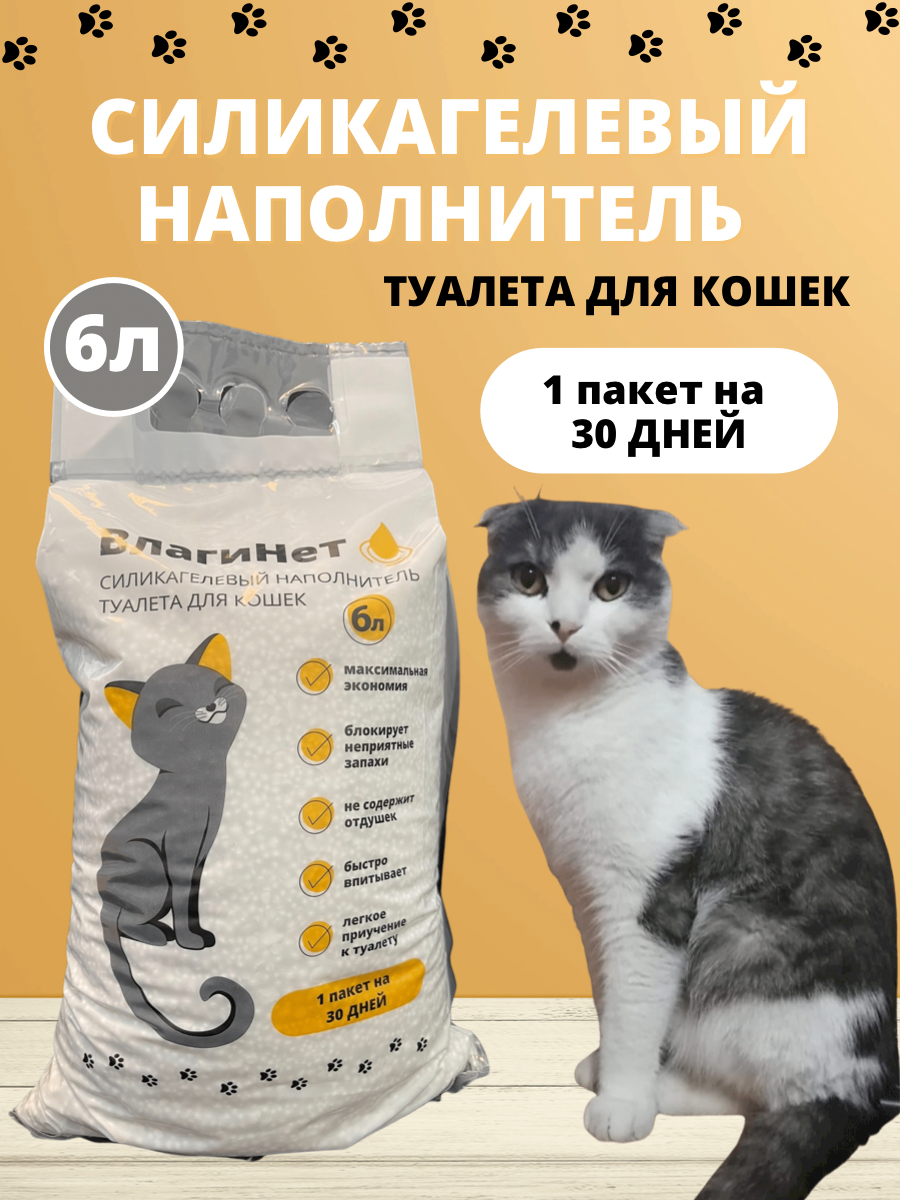 Наполнитель силикагелевый для кошачьего лотка 6л/2,5 кг