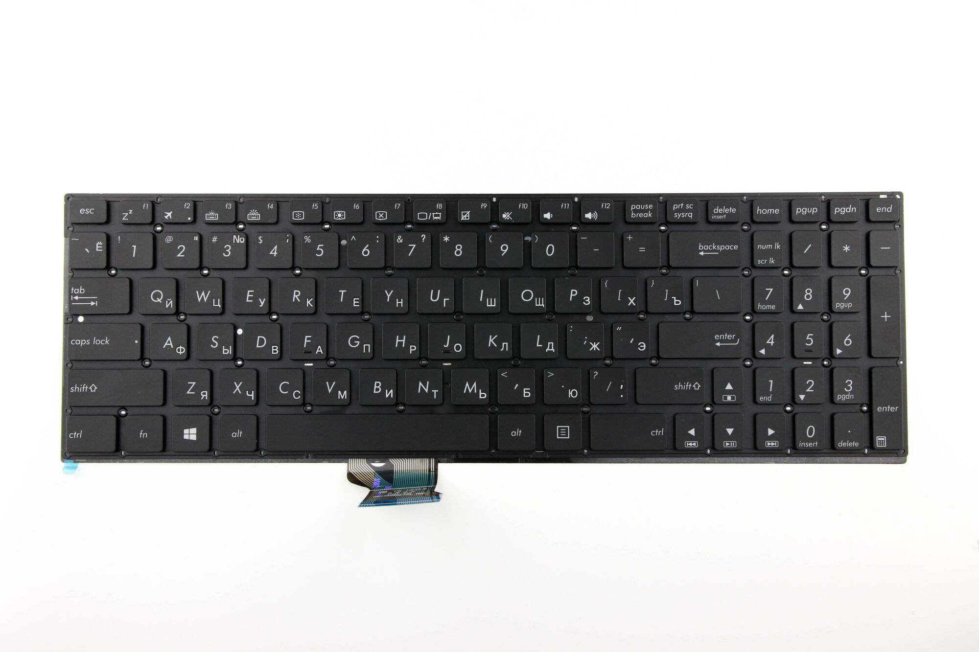 Клавиатура для Asus N541L Q501L c подсветкой Черная с белыми клавишами p/n: 0KNB0-662LCS00