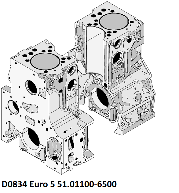 Блок двигателя Ман D0834 Euro 5 комплект деталей 51.01100-6500