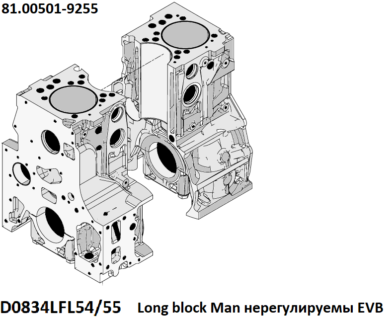 Блок двигателя Ман D0834LFL54-55 Long block Man нерегулируемы EVB 81.00501-9255