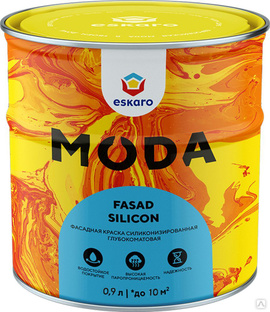 Краска фасадная глубокоматовая силиконизированная "Eskaro Moda Fasad Silicon" База TR, 0,9л 
