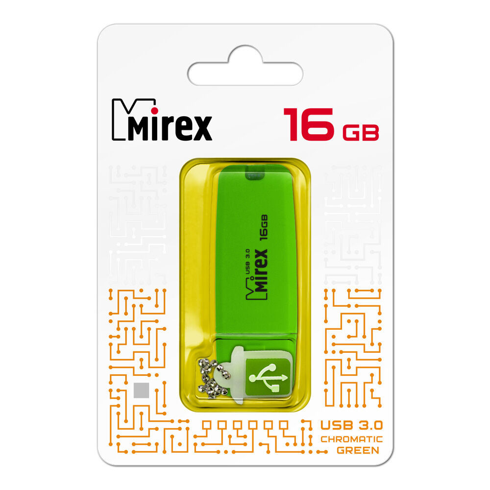 USB 3.0 Flash накопитель 16GB Mirex Chromatic Green, зелёный 1