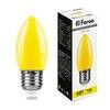 Лампа светодиодная, (1 W) 230 V E27 желтый C35, LB-376 Feron