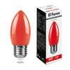 Лампа светодиодная, (1 W) 230 V E27 красный C35, LB-376 Feron
