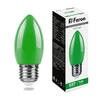 Лампа светодиодная, (1 W) 230 V E27 зеленый C35, LB-376 Feron