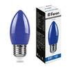 Лампа светодиодная, (1 W) 230 V E27 синий C35, LB-376 Feron