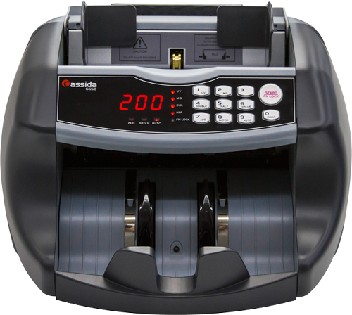 Счетчик банкнот Cassida 6650 I/IR офисный горизонтальный, полнонажимная кнопочная модель управления, режим фасовки и сум