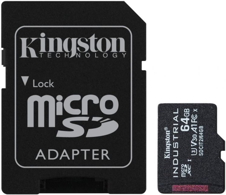 Промышленная карта памяти MicroSDXC 64Gb Kingston SDCIT2/64GB class10 UHS-I industrial с адаптером
