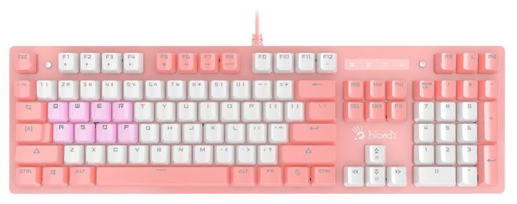 Клавиатура A4Tech Bloody B800 механическая розовый/белый USB LED 1583335