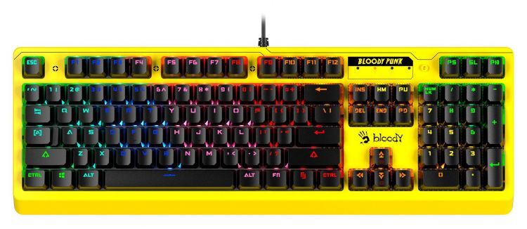 Клавиатура A4Tech Bloody B810RC Punk механическая желтый/черный USB LED 1530437