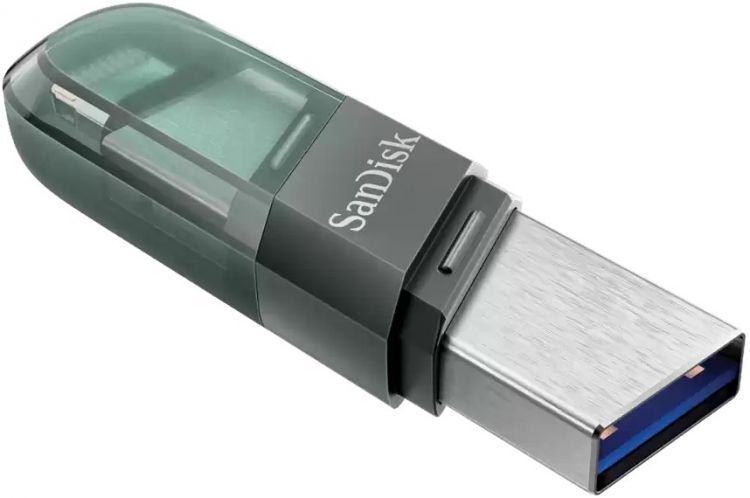 Накопитель USB 3.1 256GB SanDisk SDIX90N-256G-GN6NE Flip iXpand, зелёный/серебро