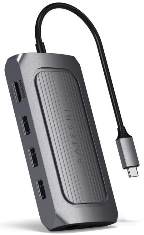 Разветвитель Satechi ST-U4MA3M USB Type-C/HDMI, 3*USB, USB Type-C, mini Jack, SD, micro SD, PD, серый
