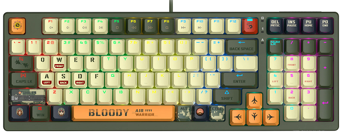 Клавиатура A4Tech Bloody S98 AVIATOR зеленая, механическая, USB, for gamer, LED (1857899)