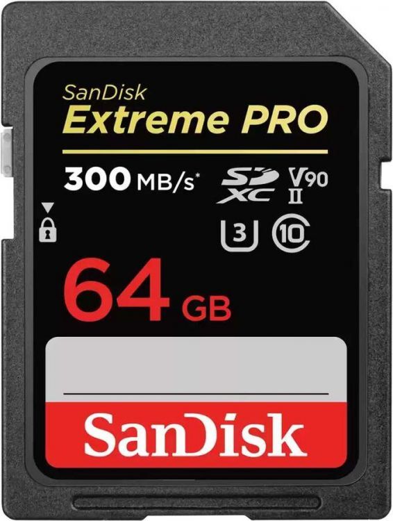 Карта памяти SDXC 64GB SanDisk Extreme PRO 300MB/s, UHS-II, Class 10, U3, V90