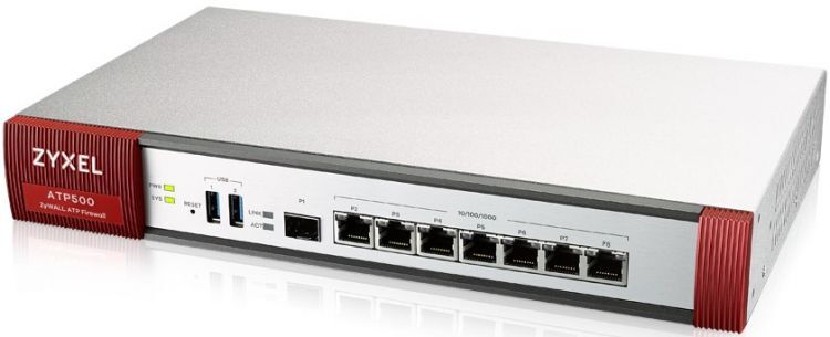 Межсетевой экран ZYXEL ATP500 Rack, 7 конфигурируемых (LAN/WAN) портов GE, 1xSFP, 2xUSB3.0, AP Controller (8/72), Device