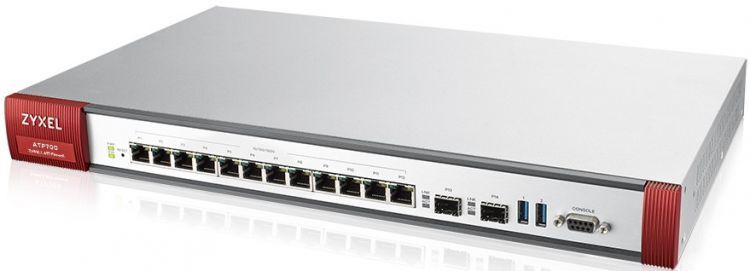 Межсетевой экран ZYXEL ATP700 Rack, 12 конфигурируемых (LAN/WAN) портов GE, 2xSFP, 2xUSB3.0, AP Controller (8/264), Devi
