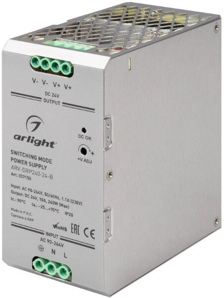 Блок питания Arlight ARV-DRP240-24-B 037155 24V, 10A, 240W, PFC, IP20 Металл