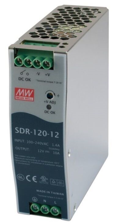 Преобразователь AC-DC сетевой Mean Well SDR-120-12 источник питания 12В, монтаж на DIN-рейку
