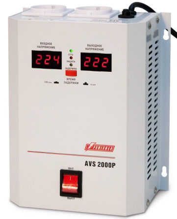 Стабилизатор Powerman AVS-2000P 2000VA, digital indication, wall mount, 2x Schuko Outlets, 1m Power Cord, 230V, 1 year w