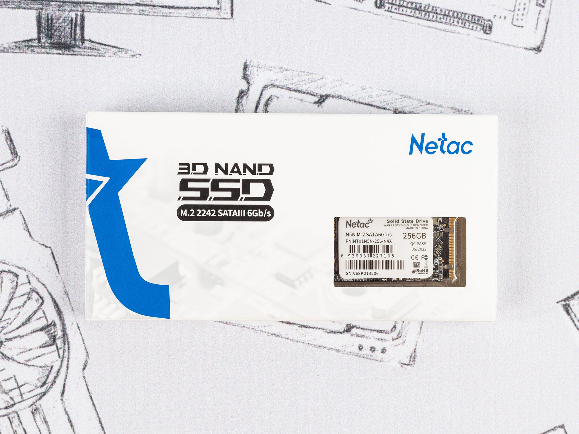 SSD-накопитель M.2 Netac N5N 256Gb | 540490Mbs | 140TBW | SATA | NT01N5N-256-N4X Жесткие диски для ноутбуков