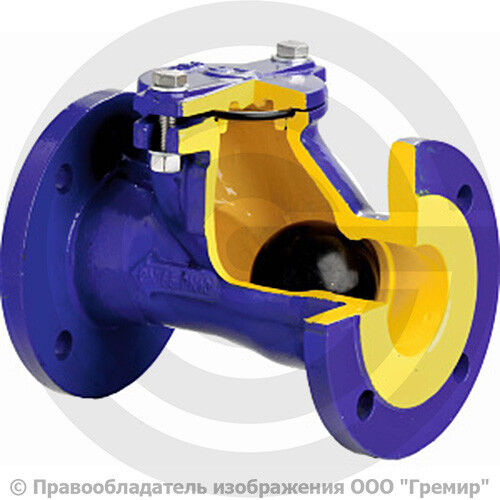 Клапан обратный Ду-250 шаровой фланцевый Ру-10 шар алюминий+NBR D-022 ABRA