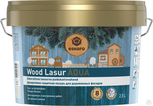 Декоративно-защитная лазурь для деревянных поверхностей "Eskaro Wood Lasur Aqua" 2,5л 