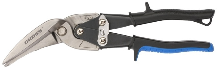Ножницы GROSS PIRANHA по металлу, 270мм,прямой и правый проходной рез, CrMo