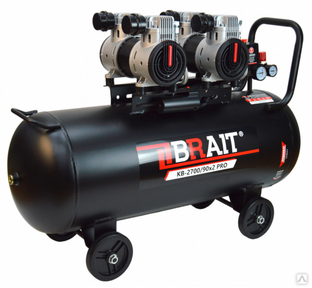 Компрессор BRAIT KB-2700/90х2 PRO (450 л/мин, 90 л., 2.7 кВт, 8 бар, без масляный) 