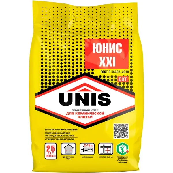 Клей для плитки Unis XXI, 5 кг UNIS ЮНИС XXI Юнис Xxi