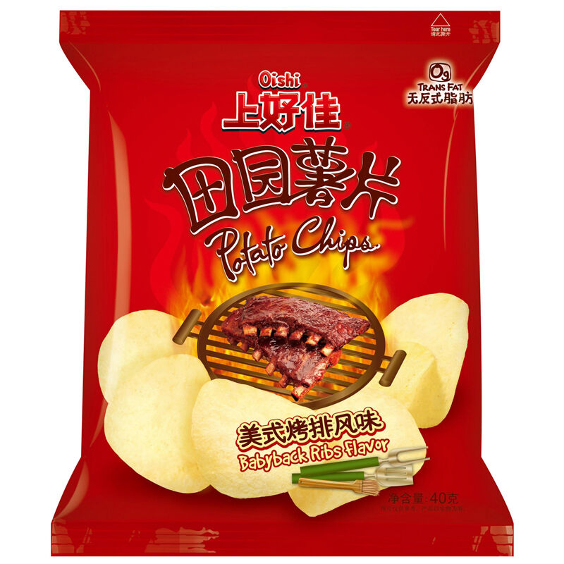 Чипсы Oishi Potato Chips Babyback Ribs со вкусом ребрышек 40 г