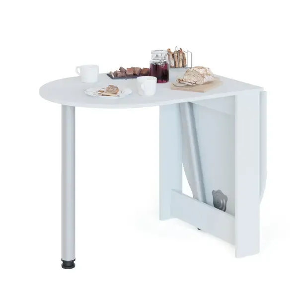 Кухонный стол овальный Сокол-Т СП-17 91.60-157.40x91.60x74 см ЛДСП цвет белый