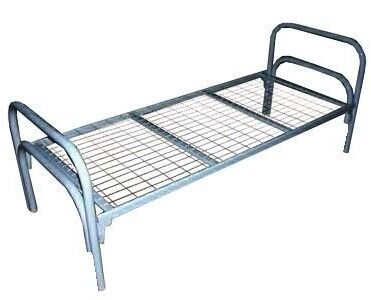 Кровать металлическая односпальная усиленная -С-1У2- кровать для общежития, больницы, санатория, детского лагеря, отеля,