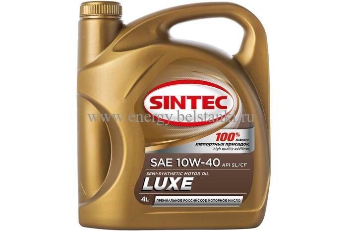 Масло SINTEC Люкс SAE 10W-40 API SL/CF канистра 4 л / Motor oil 4l can
