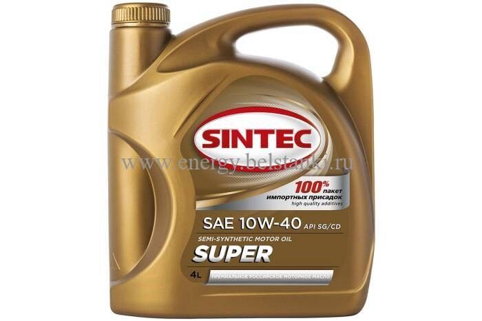 Масло SINTEC Супер SAE 10W-40 API SG/CD канистра 4 л / Motor oil 4liter can
