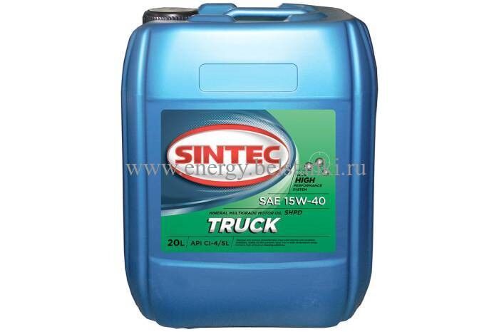 Масло Sintec TRUCK SAE 15W-40 API CI-4/SL канистра 20 л / Motor oil 20l can