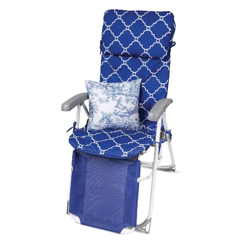 Кресло-шезлонг с матрасом и декоративной подушкой (HHK7/BL синий) до 100 кг